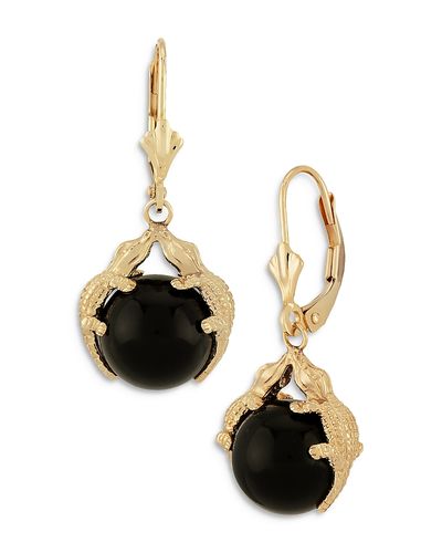 Bloomingdale's Fine Collection Bloomingdale's Fine Collection Onyx Alligator Drop Earrings in 14K Yellow Gold