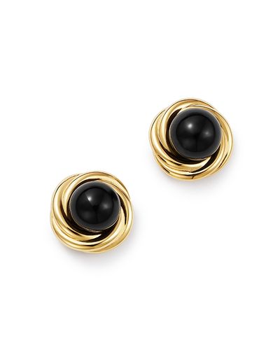 Bloomingdale's Fine Collection Bloomingdale's Fine Collection Onyx Swirl Stud Earrings in 14K Yellow Gold