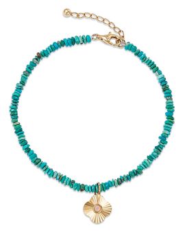 Bloomingdale's Fine Collection Bloomingdale's Fine Collection Opal & Turquoise Bead Clover Charm Bracelet in 14K Yellow Gold