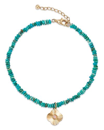 Bloomingdale's Fine Collection Bloomingdale's Fine Collection Opal & Turquoise Bead Clover Charm Bracelet in 14K Yellow Gold