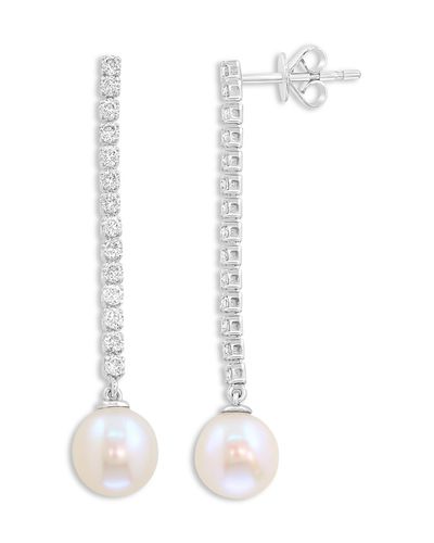 Bloomingdale's Fine Collection Bloomingdale's Fine Collection Pearl Spring Freshwater Pearl & Diamond Linear Drop Earrings in 14K White Gold