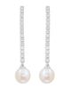 Bloomingdale's Fine Collection Bloomingdale's Fine Collection Pearl Spring Freshwater Pearl & Diamond Linear Drop Earrings in 14K White Gold - 2
