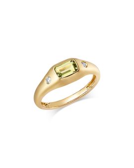 Bloomingdale's Fine Collection Bloomingdale's Fine Collection Peridot & Diamond Pinky Ring in 14K Yellow Gold