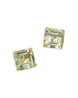 Bloomingdale's Fine Collection Bloomingdale's Fine Collection Peridot Asscher Cut Stud Earrings in 14K Yellow Gold