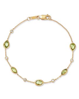 Bloomingdale's Fine Collection Bloomingdale's Fine Collection Peridot Bezel & Diamond Station Bracelet in 14K Yellow Gold
