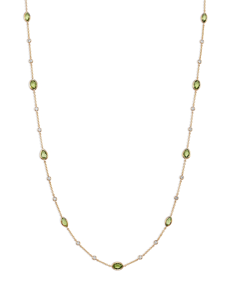 Bloomingdale's Fine Collection Bloomingdale's Fine Collection Peridot Bezel & Diamond Station Necklace in 14K Yellow Gold, 18