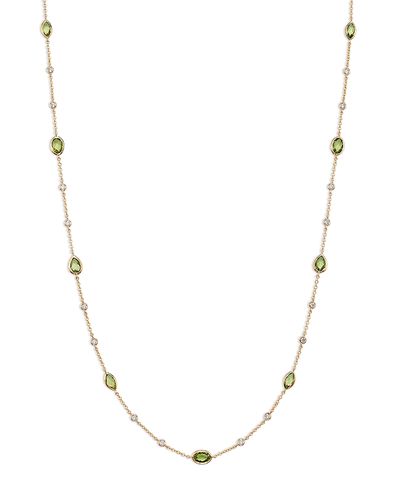 Bloomingdale's Fine Collection Bloomingdale's Fine Collection Peridot Bezel & Diamond Station Necklace in 14K Yellow Gold, 18