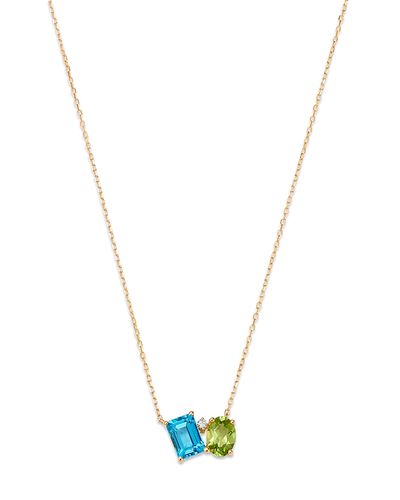 Bloomingdale's Fine Collection Bloomingdale's Fine Collection Peridot, Blue Topaz, & Diamond Pendant Necklace in 14K Yellow Gold, 18
