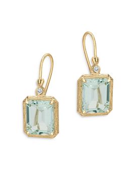 Bloomingdale's Fine Collection Bloomingdale's Fine Collection Prasiolite & Diamond Accent Drop Earrings in 14K Yellow Gold