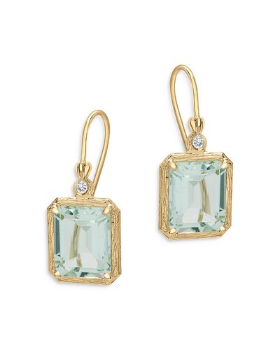 Bloomingdale's Fine Collection Bloomingdale's Fine Collection Prasiolite & Diamond Accent Drop Earrings in 14K Yellow Gold