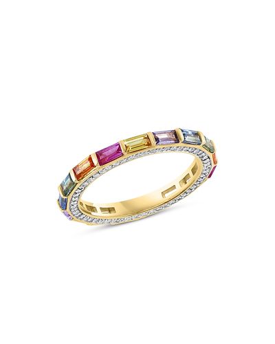 Bloomingdale's Fine Collection Bloomingdale's Fine Collection Rainbow Sapphire & Diamond Eternity Ring in 14K Yellow Gold