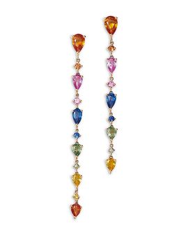 Bloomingdale's Fine Collection Bloomingdale's Fine Collection Rainbow Sapphire Linear Drop Earrings in 14K Yellow Gold