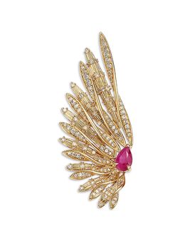 Bloomingdale's Fine Collection Bloomingdale's Fine Collection Ruby & Diamond Angel Wing Pin in 14K Yellow Gold