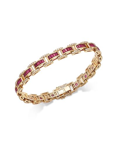 Bloomingdale's Fine Collection Bloomingdale's Fine Collection Ruby & Diamond Chain Link Bracelet in 14K Yellow Gold