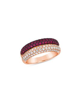 Bloomingdale's Fine Collection Bloomingdale's Fine Collection Ruby & Diamond Double Row Ring in 14K Rose Gold