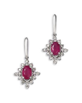 Bloomingdale's Fine Collection Bloomingdale's Fine Collection Ruby & Diamond Drop Earrings in 14K White Gold