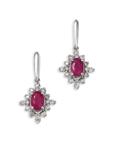 Bloomingdale's Fine Collection Bloomingdale's Fine Collection Ruby & Diamond Drop Earrings in 14K White Gold