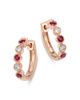 Bloomingdale's Fine Collection Bloomingdale's Fine Collection Ruby & Diamond Huggie Hoop Earrings in 14K Rose Gold - 1