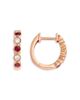 Bloomingdale's Fine Collection Bloomingdale's Fine Collection Ruby & Diamond Huggie Hoop Earrings in 14K Rose Gold - 3