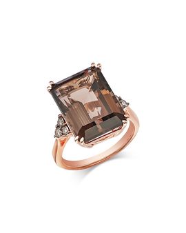 Bloomingdale's Fine Collection Bloomingdale's Fine Collection Smoky Quartz & Brown Diamond Ring in 14K Rose Gold