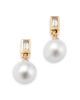 Bloomingdale's Fine Collection Bloomingdale's Fine Collection Spring Pearl Freshwater Pearl & Diamond Baguette Drop Earrings in 14K Yellow Gold - 1