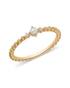 Bloomingdale's Fine Collection Bloomingdale's Fine Collection Spring Pearl Freshwater Pearl & Diamond Bead Ring in 14K Yellow Gold