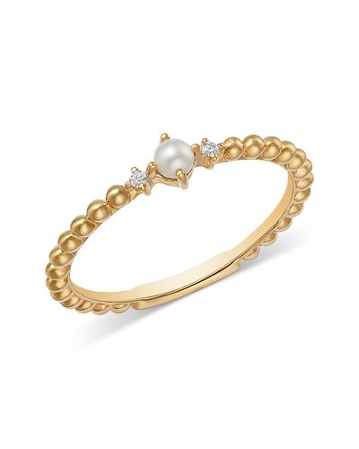 Bloomingdale's Fine Collection Bloomingdale's Fine Collection Spring Pearl Freshwater Pearl & Diamond Bead Ring in 14K Yellow Gold