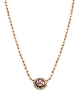 Bloomingdale's Fine Collection Bloomingdale's Fine Collection White & Brown Diamond & Pink Sapphire Pendant Necklace in 14K Yellow Gold, 17.75