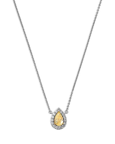 Bloomingdale's Fine Collection Bloomingdale's Fine Collection Yellow & White Diamond Pear Halo Pendant Necklace in 18K Yellow & White Gold, 0.65 tcw