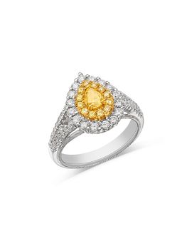 Bloomingdale's Fine Collection Bloomingdale's Fine Collection Yellow & White Diamond Pear Halo Ring in 18K Yellow & White Gold, 1.22 tcw