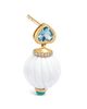 Bloomingdale's Fine Collection Bloomingdale's Fine Jewelry Carved White Agate, Blue Topaz, Turquoise & Diamond Bead Drop Earrings in 14K Yellow Gold - 3