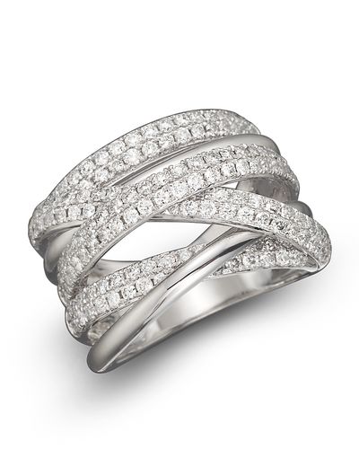 Bloomingdale's Fine Collection Diamond Crossover Band in 14K White Gold, 1.45 tcw