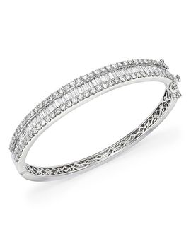 Bloomingdale's Fine Collection Diamond Round and Baguette Bangle in 14K White Gold, 5.0 tcw