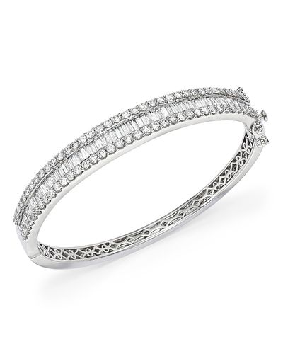 Bloomingdale's Fine Collection Diamond Round and Baguette Bangle in 14K White Gold, 5.0 tcw