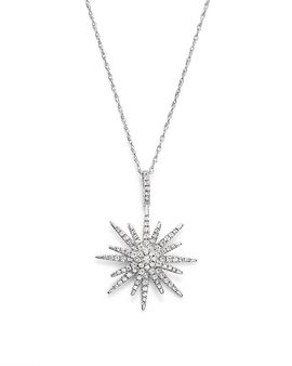 Bloomingdale's Fine Collection Diamond Starburst Pendant Necklace in 14K White Gold, 0.55 tcw