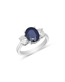 Bloomingdale's Fine Collection Sapphire and Diamond 3-Stone Ring in 14K White Gold