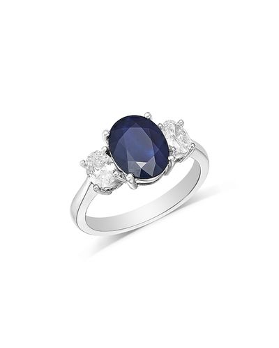 Bloomingdale's Fine Collection Sapphire and Diamond 3-Stone Ring in 14K White Gold