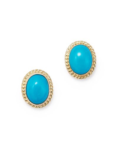 Bloomingdale's Fine Collection Turquoise Bezel Set Small Stud Earrings in 14K Yellow Gold