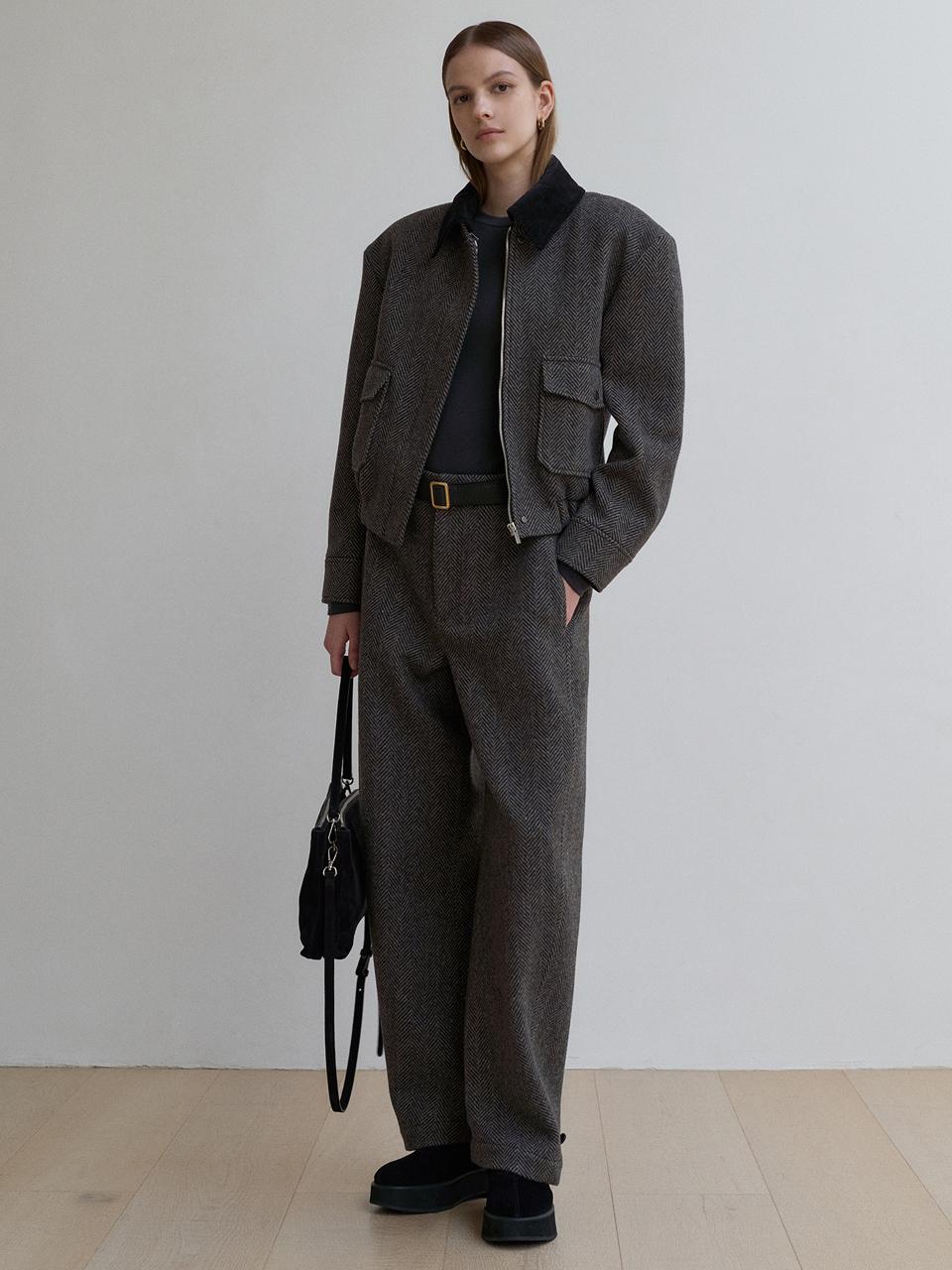 BLOSSOM H COMPANY BRICK HERRINGBONE PANTS
