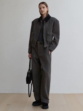 BLOSSOM H COMPANY BRICK HERRINGBONE PANTS