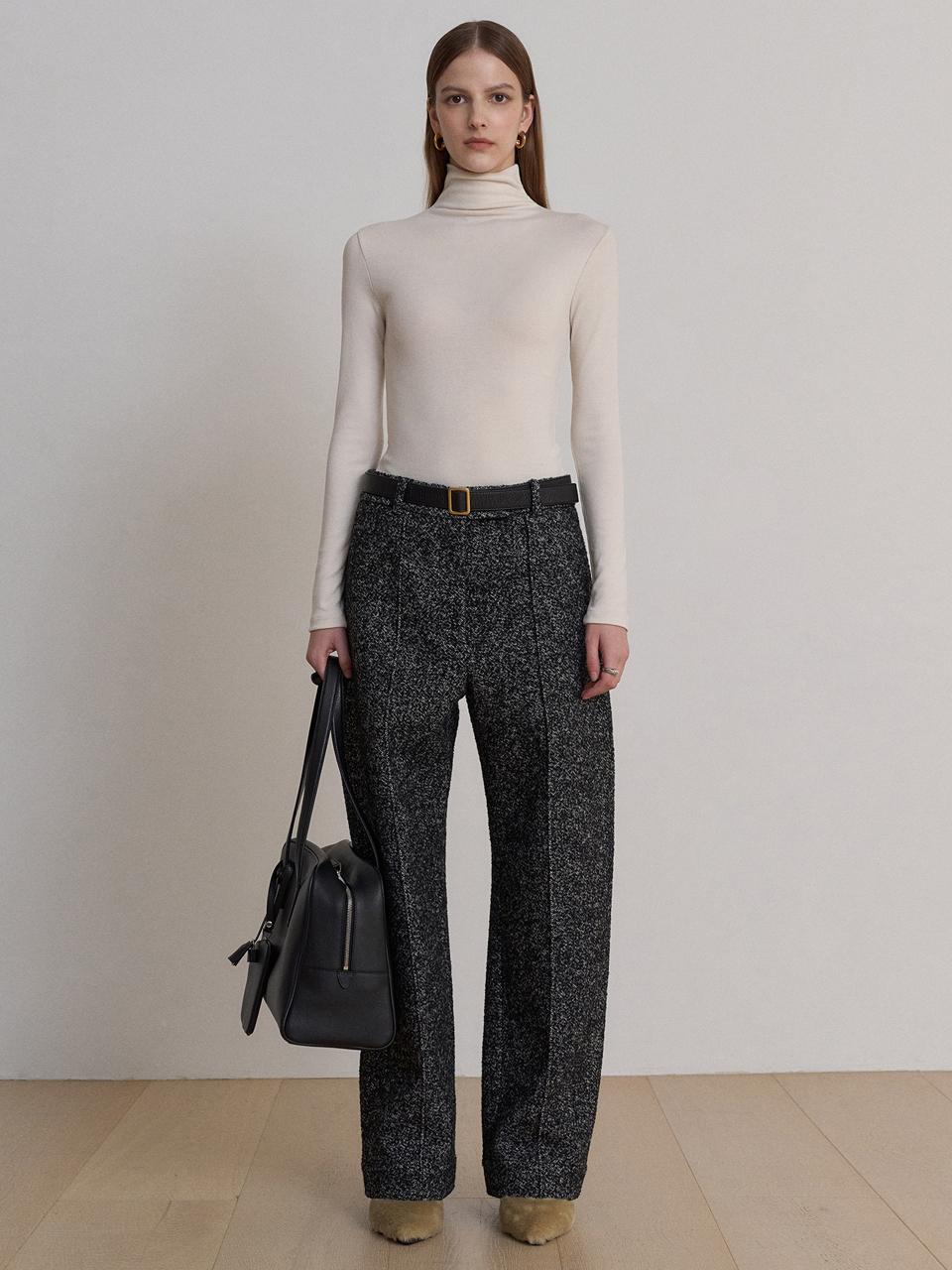 BLOSSOM H COMPANY Wool Blend Pintuck High-Density Pants