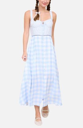 Blu Pepper Blu Pepper Check Sleeveless Maxi Dress