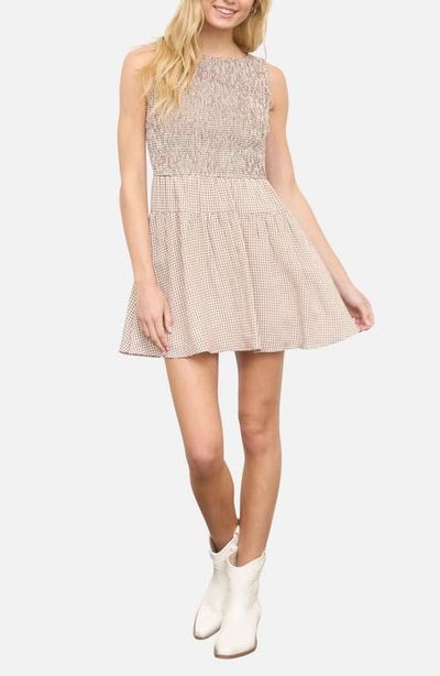 Blu Pepper Blu Pepper Smocked Gingham Sleeveless Minidress