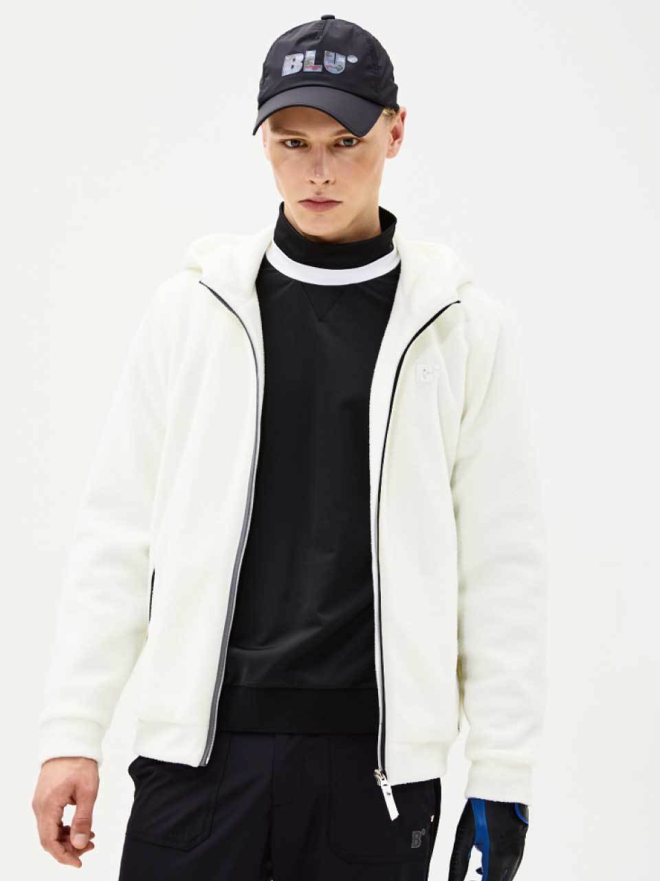 BLUDOT Fleece Hood Zip Up Top (White)