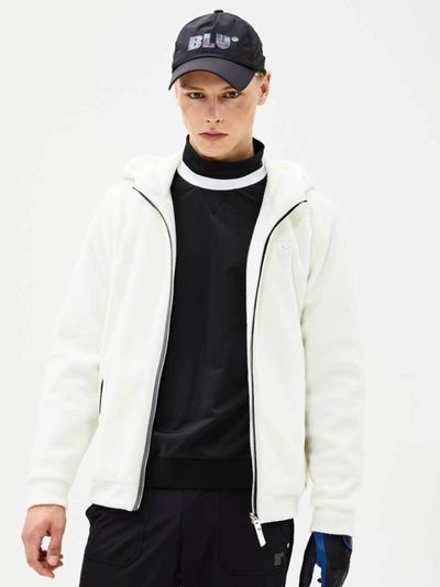 BLUDOT Fleece Hood Zip Up Top (White)