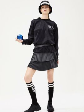BLUDOT Layered Pleats Culotte Short Skirt (Grey)
