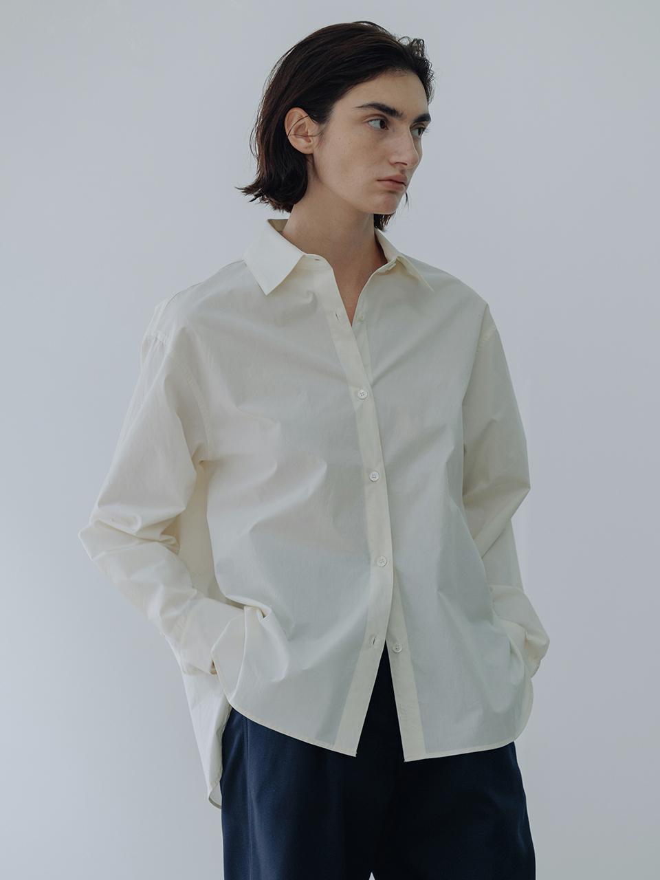BLUE BRICK Bio-washed Cotton Semi-overfit Shirt [Buttery Yellow]