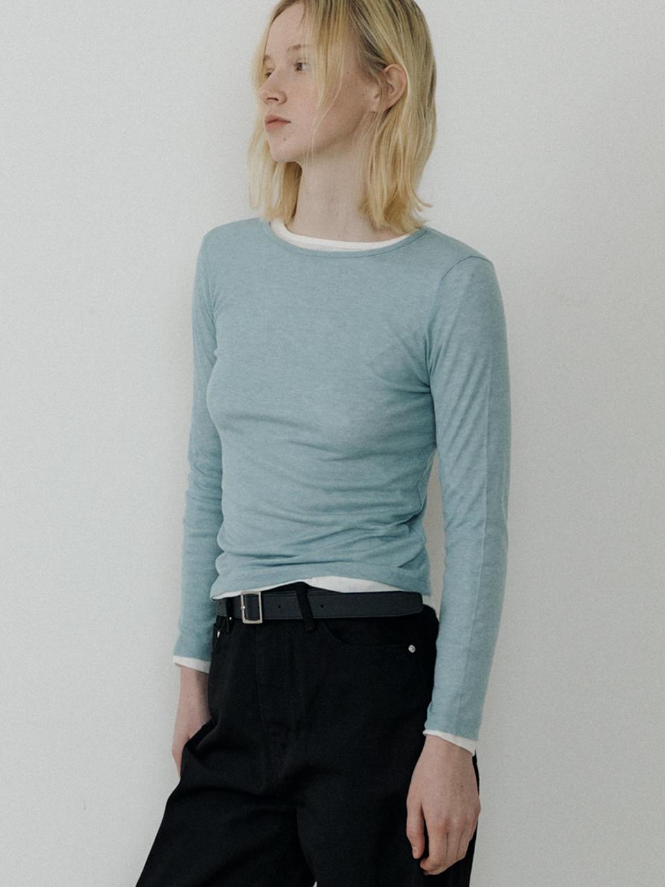 BLUE BRICK Wool Tencel Layered Basic Fit T-shirt