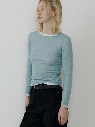 BLUE BRICK Wool Tencel Layered Basic Fit T-shirt