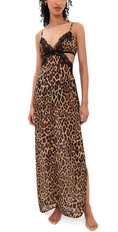 Bluebella Bluebella Julianne Long Chemise Leopard/Black
